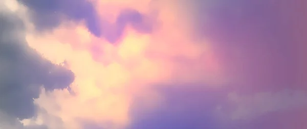 Fondo Cielo Estético Colores Vivos Vector Realista Nubes Rosadas — Vector de stock