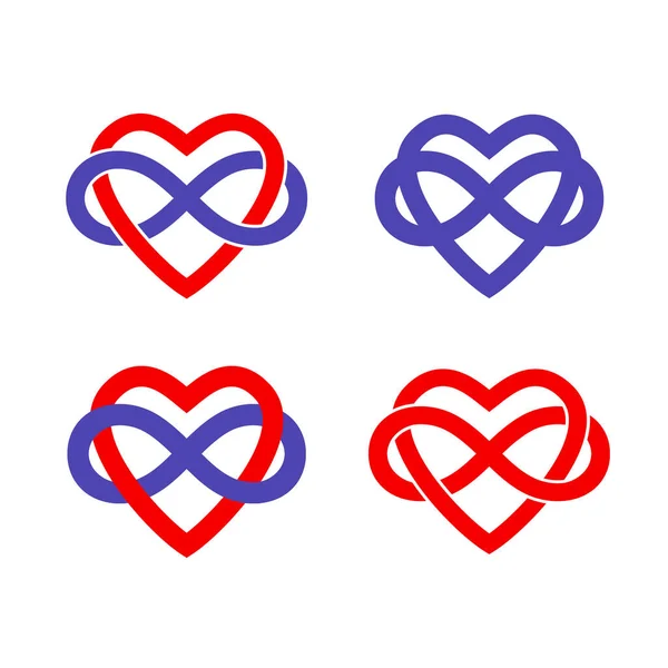 Polyamory Concept Sign Banner Vector Infinity Heart Shape Isolated — Stock Vector