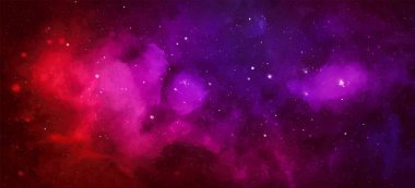 Vektör kozmik suluboya çizimi. Yıldızlı renkli arkaplan