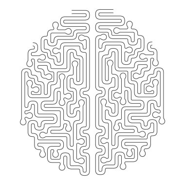 Beyin Şekli Maze Vektör Tasarımı. Fikir ya da Karar Verme Konsepti