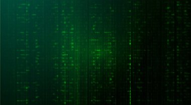 Teknoloji Koyu Yeşil Geçmişi. Siber Saldırı, Matris veya Hackleme Konsepti