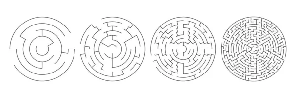 Set Vector Mazes Ilustrações Labirinto Círculo —  Vetores de Stock