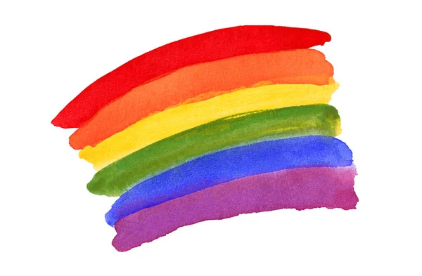 Vízfestékkel kézzel festett színes szivárvány készlet. Pride Flag Izolált — Stock Fotó