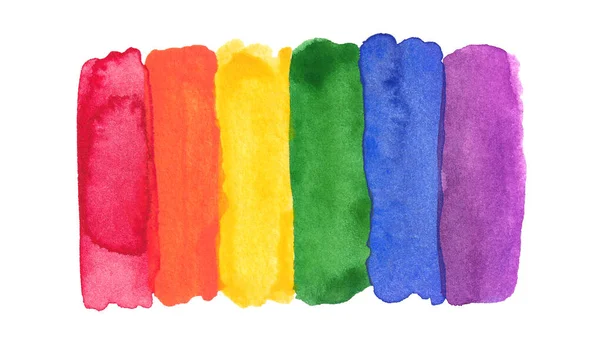 Aquarel Hand geschilderd Kleurrijke Regenboog Set. Trotse vlag geïsoleerd — Stockfoto