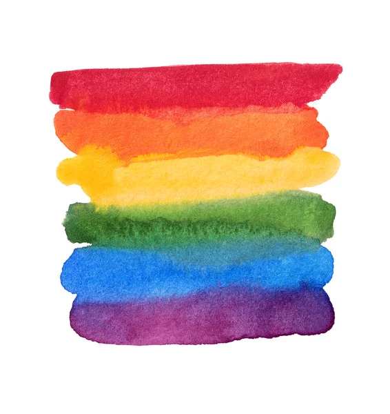 Akvarel ručně malované barevné duhové sady. Izolovaná vlajka Pýchy — Stock fotografie