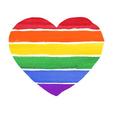 Suluboya El Renkli Gökkuşağı Seti. Vektör Gurur Bayrağı İzole Edildi