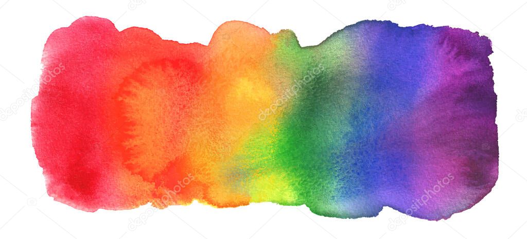 Watercolor Hand Painted Colorful Rainbow Set. Vector Pride Flag Isolated