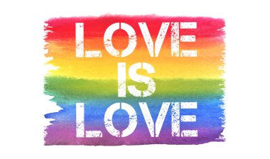 Aşk aşktır. Suluboya El Harfli Gökkuşağı Boyalı