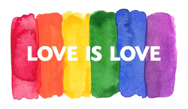 愛は愛です 文字で水彩手彩色虹 — ストックベクタ
