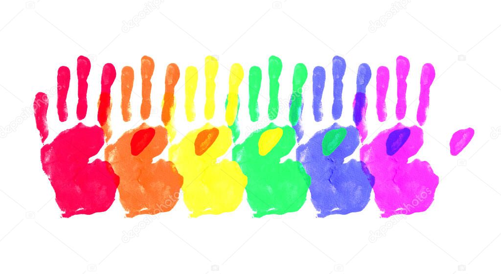 Watercolor Hand Painted Colorful Rainbow Set. Pride Flag Isolated