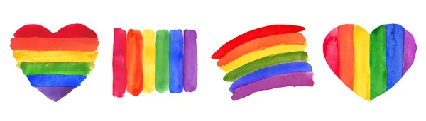 Aquarelle peinte à la main ensemble arc-en-ciel coloré. Drapeau de fierté vectorielle isolé — Image vectorielle