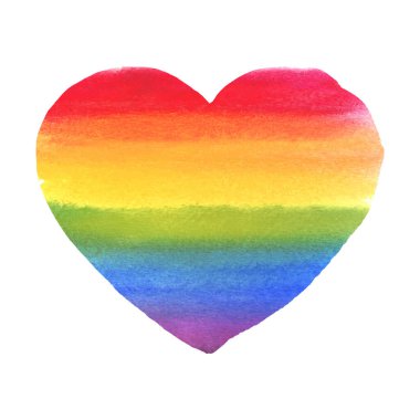 Suluboya El Renkli Gökkuşağı Seti. Vektör Gurur Bayrağı İzole Edildi