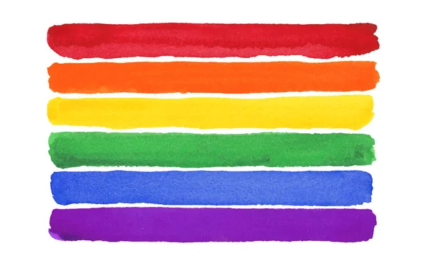 Vízfestékkel kézzel festett színes szivárvány készlet. Vektor Büszkeség zászló Izolált — Stock Vector