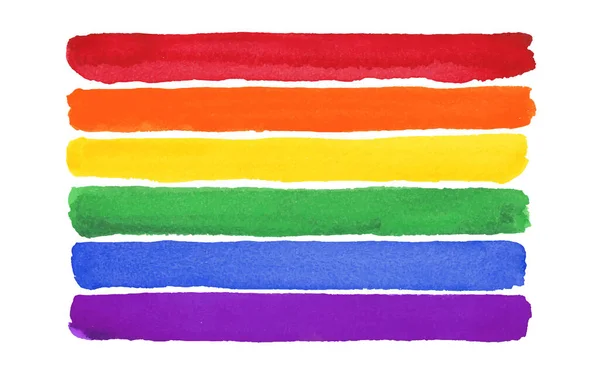 Aquarell Handgemaltes Buntes Regenbogen Set. Vector Pride Flagge isoliert — Stockvektor