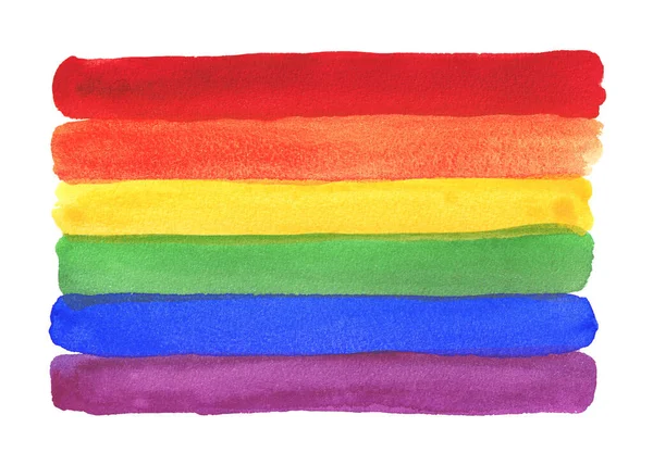 Conjunto Arco Íris Colorido Pintado Mão Aquarela Bandeira Orgulho Isolada — Fotografia de Stock