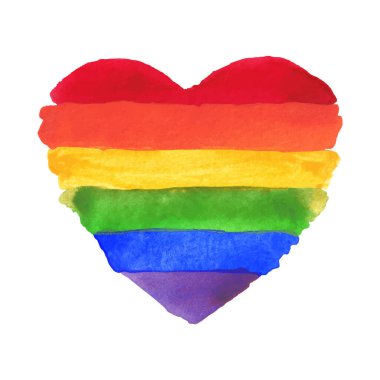 Suluboya El Renkli Gökkuşağı Seti. Beyaz Kağıt Üzerinde Vektör Gurur Bayrağı İzole Edildi