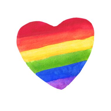 Suluboya El Renkli Gökkuşağı Seti. Gurur Bayrağı İzole Edildi