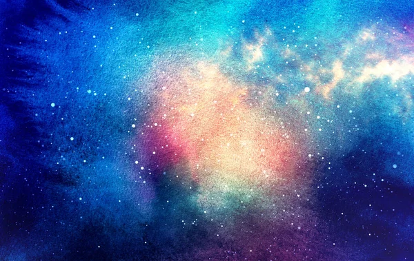 Kozmik çizim. Güzel renkli bir arka plan. Suluboya Kozmos — Stok fotoğraf