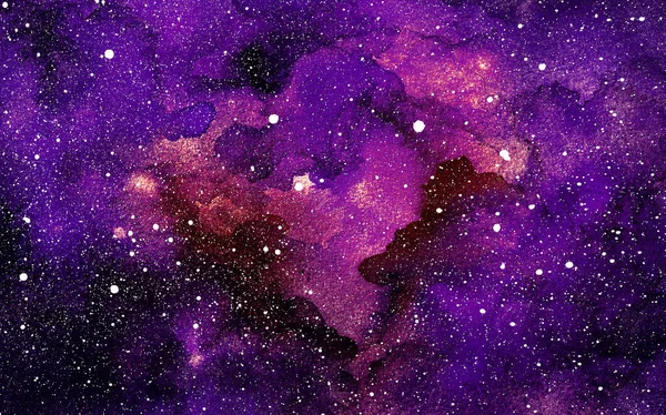 우주적 인 삽화. 아름다운 다채 로운 우주 배경. 수채 색 코스모스 — 스톡 사진
