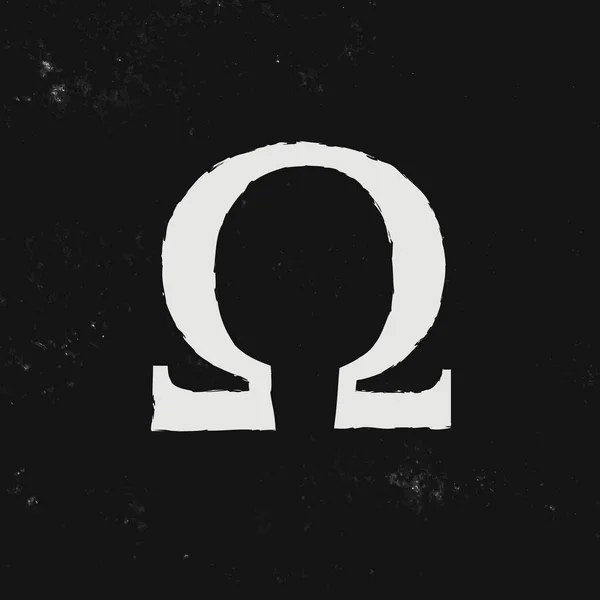 Omega-Buchstabensymbol isoliert auf schwarzem Hintergrund. Logoelemente — Stockvektor