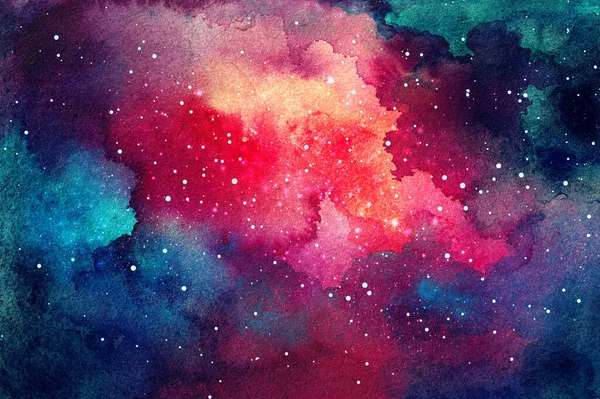 Cosmic Illustration Beautiful Colorful Space Background Watercolor — Stock Photo, Image