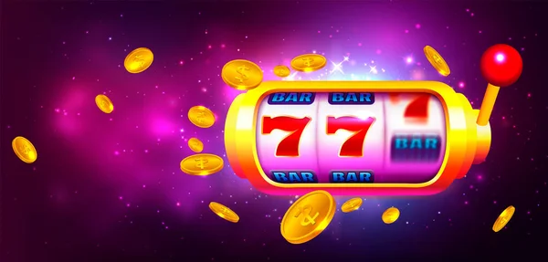 Slot Machine Ikonami Mincemi Barevném Pozadí Banner Online Kasina — Stockový vektor