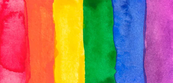 Set Arcobaleno Colorato Dipinto Mano Acquerello Bandiera Dell Orgoglio Vettoriale — Vettoriale Stock