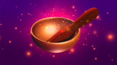 Sihirli şarkı kasesi çizimi. Şifa ve meditasyon için müzik