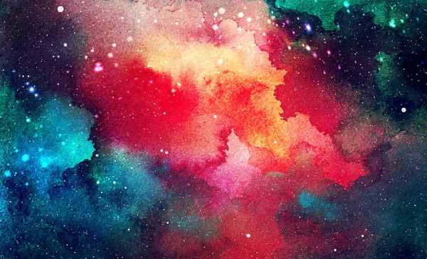 Vektor Kosmische Illustration Schöne Bunte Raum Hintergrund Aquarell — Stockvektor