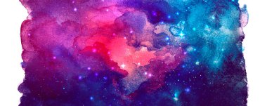 Vektör kozmik çizim. Güzel renkli bir arka plan. Suluboya Kozmos