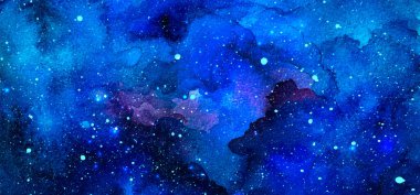 Vektör kozmik çizim. Güzel renkli bir arka plan. Suluboya Kozmos