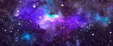 Vektör kozmik çizim. Güzel renkli bir arka plan. Suluboya