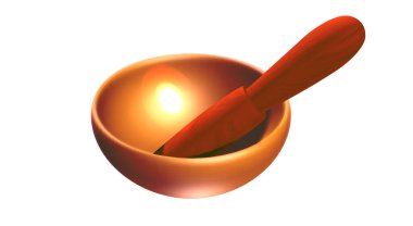 Beyaz arka planda izole edilmiş sihirli şarkı kasesi. Şifa ve meditasyon için müzik