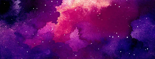 Vektör kozmik çizim. Güzel renkli bir arka plan. Suluboya