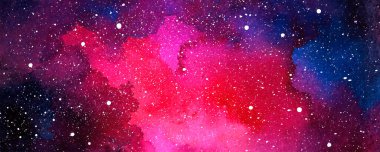 Vektör kozmik çizim. Güzel renkli bir arka plan. Suluboya Kozmos