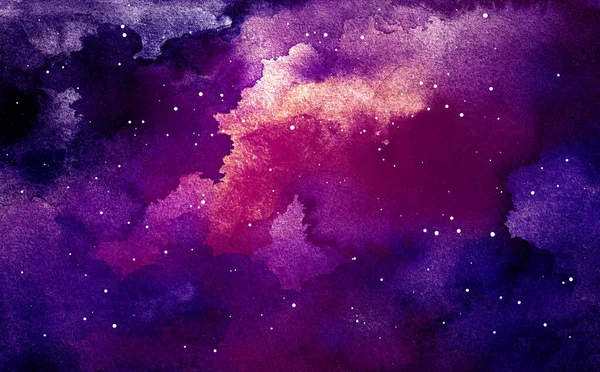 Ilustração cósmica vetorial. Fundo de espaço colorido bonito. Cosmos aquarela — Vetor de Stock