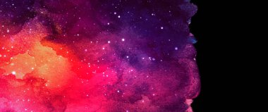 Vektör kozmik çizim. Güzel renkli bir arka plan. Suluboya Kozmos