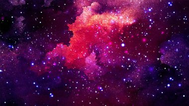 Vektör kozmik çizim. Güzel renkli bir arka plan. Suluboya Kozmos