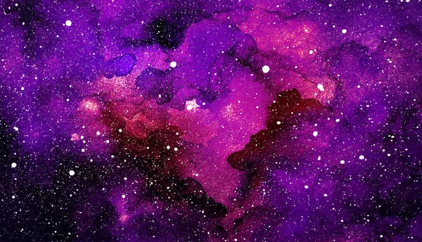 Ilustração cósmica vetorial. Fundo de espaço colorido bonito. Cosmos aquarela — Vetor de Stock