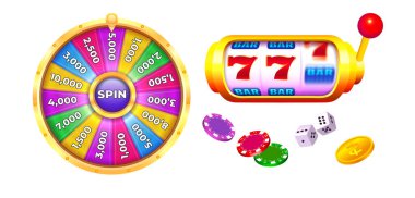 Şanslı yedili slot makinesi. Poker Fişleri ve Altın Paralarla Kumarhane Çarkıfeleği