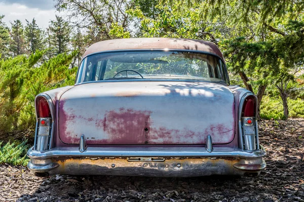 Заброшенный Винтажный Автомобиль Окруженный Деревьями — стоковое фото