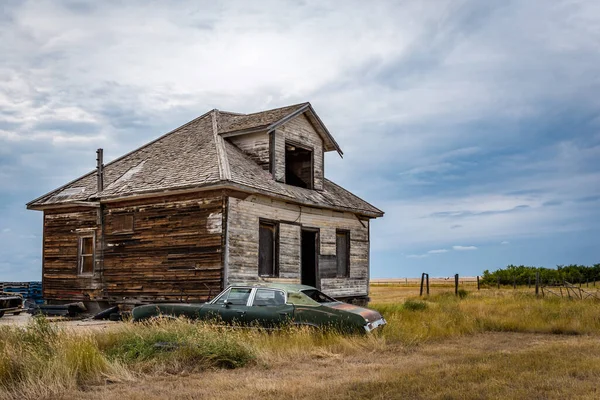 Uma Casa Abandonada Carro Clássico Cidade Fantasma Robsart — Fotografia de Stock