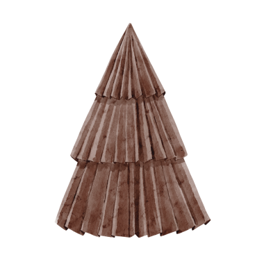 Suluboya kahverengi Noel ağacı. Çocuklar, estetik baskılar, davetiyeler, kartlar, ambalajlama, markalaşma, web siteleri, sosyal medya, şablon vs. yaratmak için ideal.