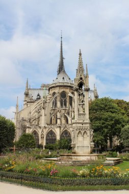 Görünüm Katedrali Notre Dame de Paris - en ünlü Gotik, Ro