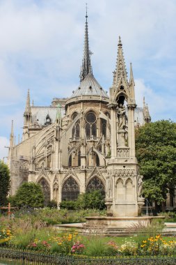 Görünüm Katedrali Notre Dame de Paris - en ünlü Gotik, Ro
