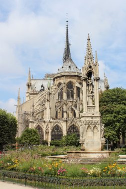 Görünüm Katedrali Notre Dame de Paris - en ünlü Gotik, Ro