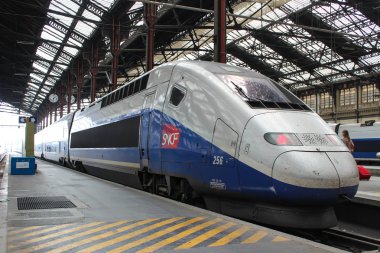 PARIS - SEPTEMBER 04: TGV high speed french train in gare de Lyo clipart