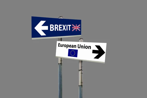 도 표지판 Eu와 Brexit과 푸른 하늘 — 스톡 사진