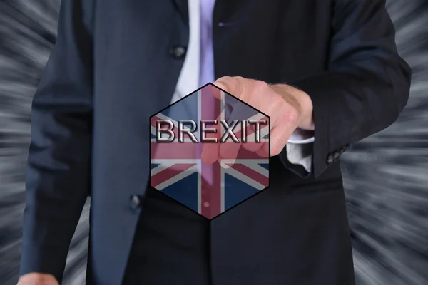 Логотип brexit і бізнесмен — стокове фото