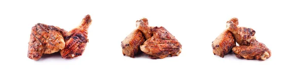 Gegrilltes Huhn, Hühnerkeulen isoliert auf weißem Hintergrund — Stockfoto